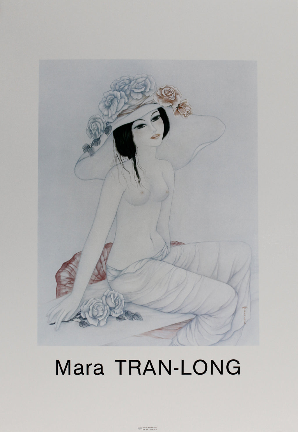 Tran Long, Mara - Nu Aux Roses Bleues - Ausstellungsplakat Clever Art