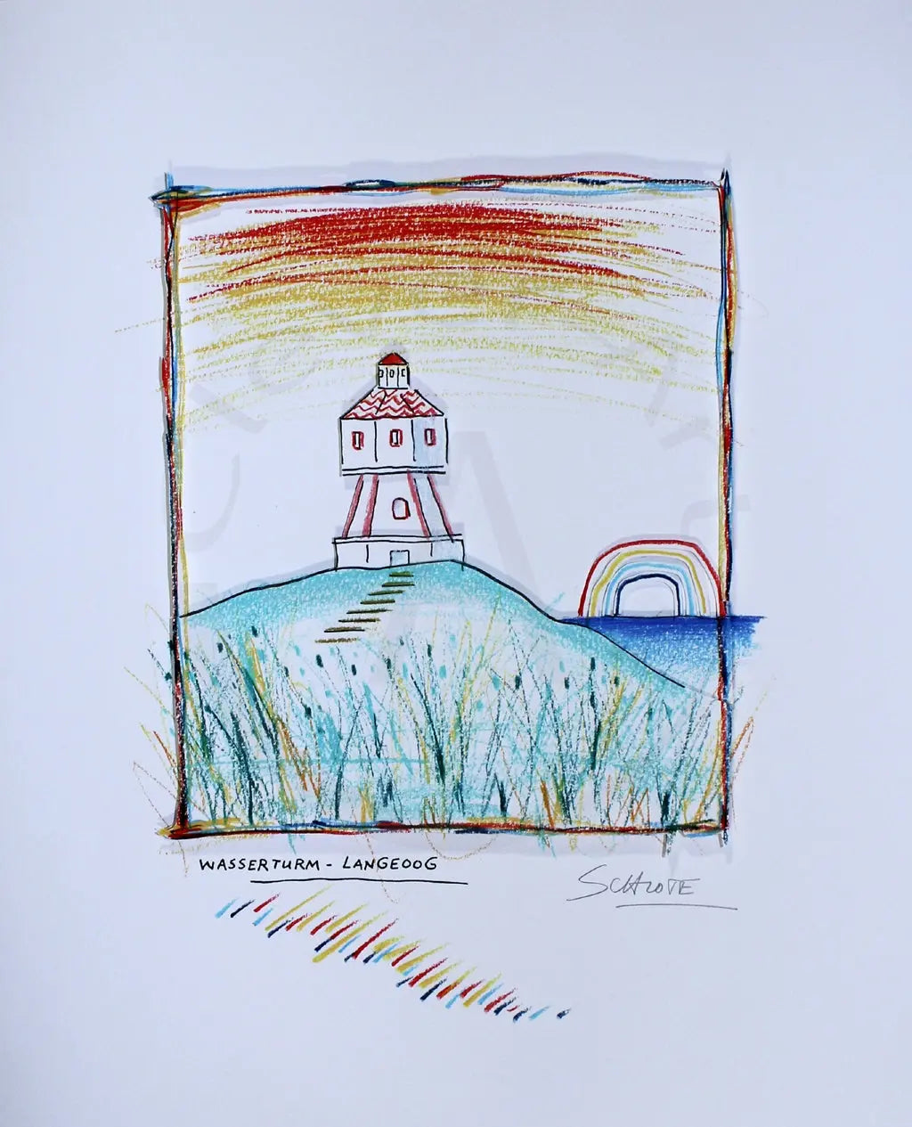 Schlote, Wilhelm - Wasserturm - Langeoog - handsigniert - Giclee Clever Art