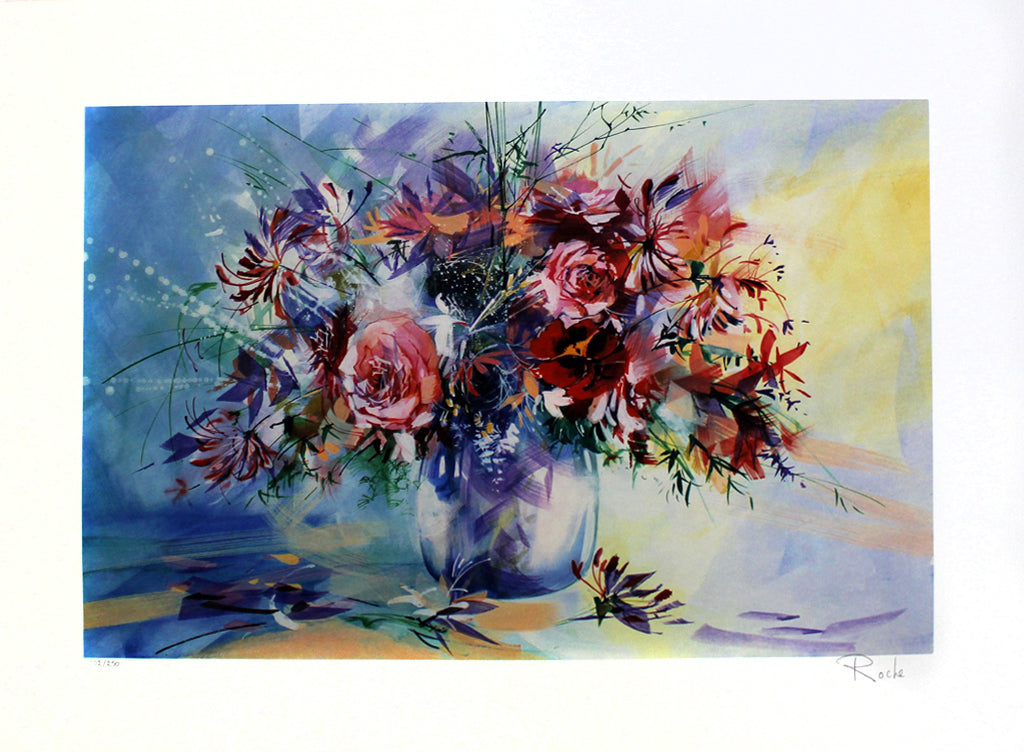 Roche - Bouquet de roses et chevrefeuille - Lithografie - handsigniert Clever Art