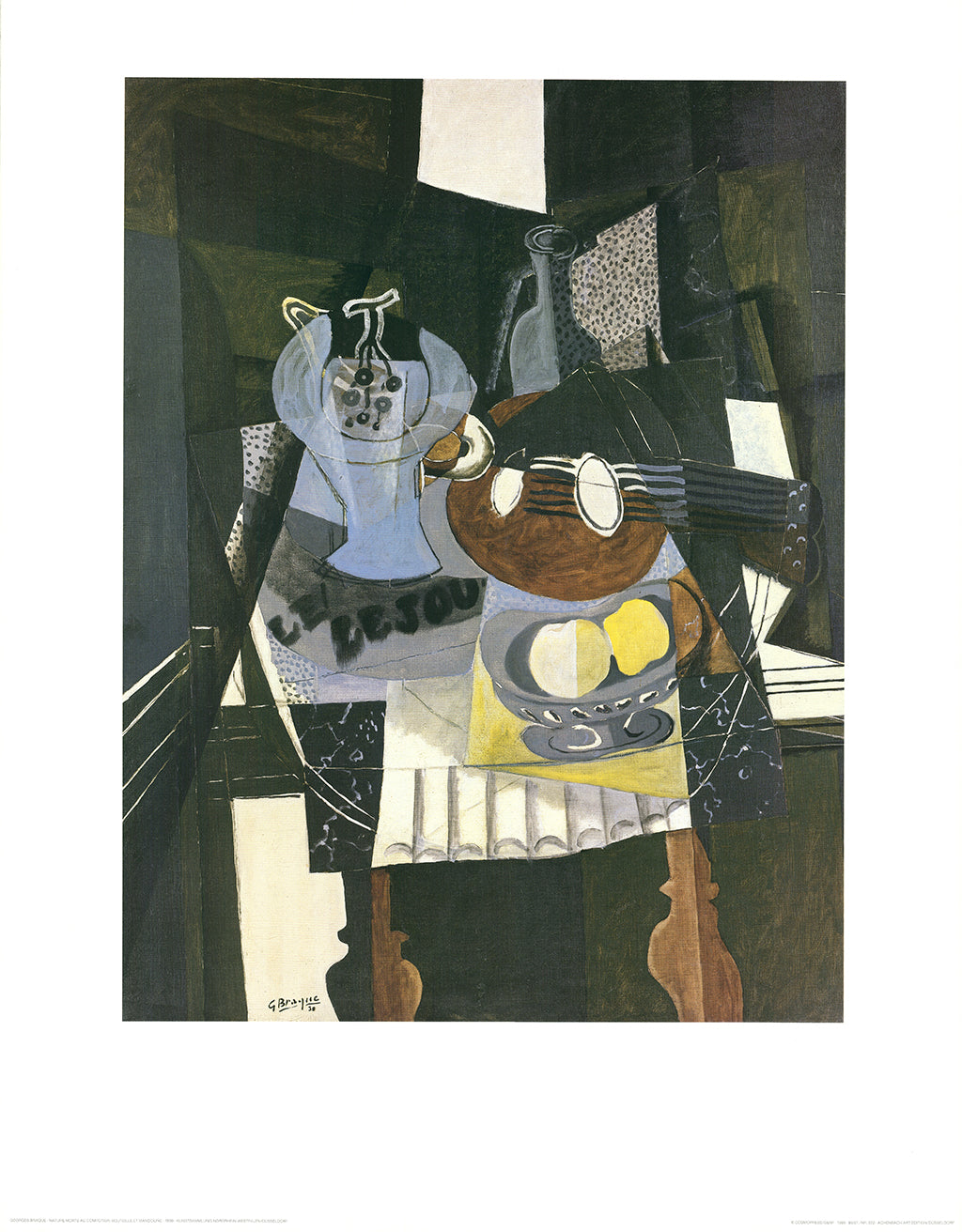 Braque, Georges - Nature Morte Au Compotier, Bouteille Et Mandoline - Kunstdruck Clever Art