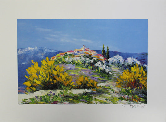 Belvisi, Marcel - Village sur la colline - Farblithografie