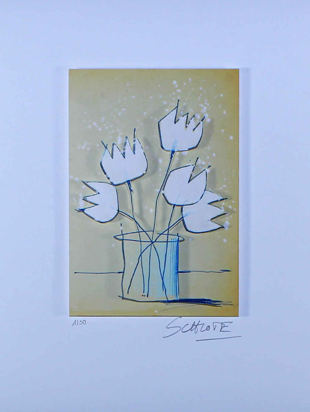 Schlote, Wilhelm - Weiße Tulpen - handsigniert - Giclee Clever Art