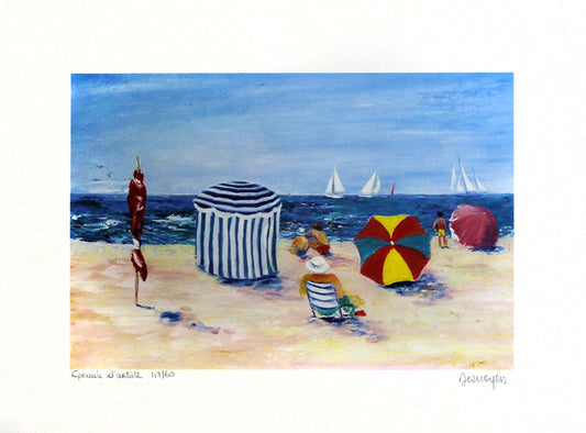 Desnoyers, Serge - A la Plage - handsigniert - Farblithografie Clever Art