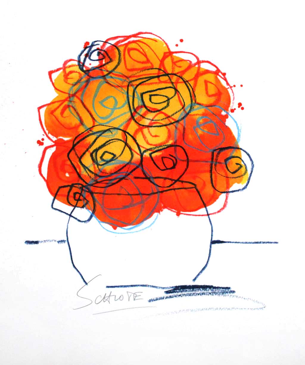 Schlote, Wilhelm - Spiralblumen  - handsigniert - Giclee Clever Art