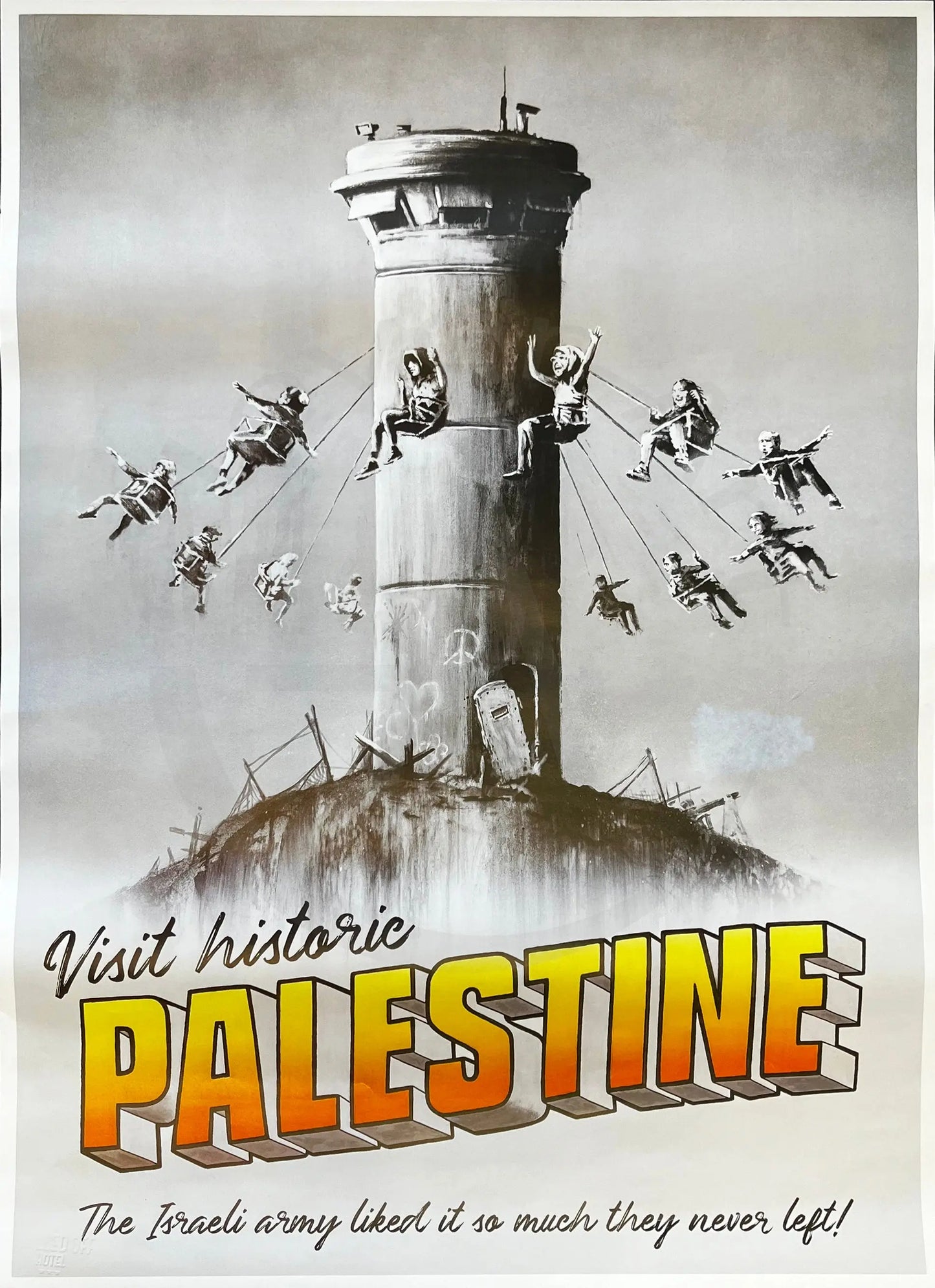 Banksy - Visit historic Palestine - mit Trockenstempel und Zertifikat - Offsetlithografie Clever Art