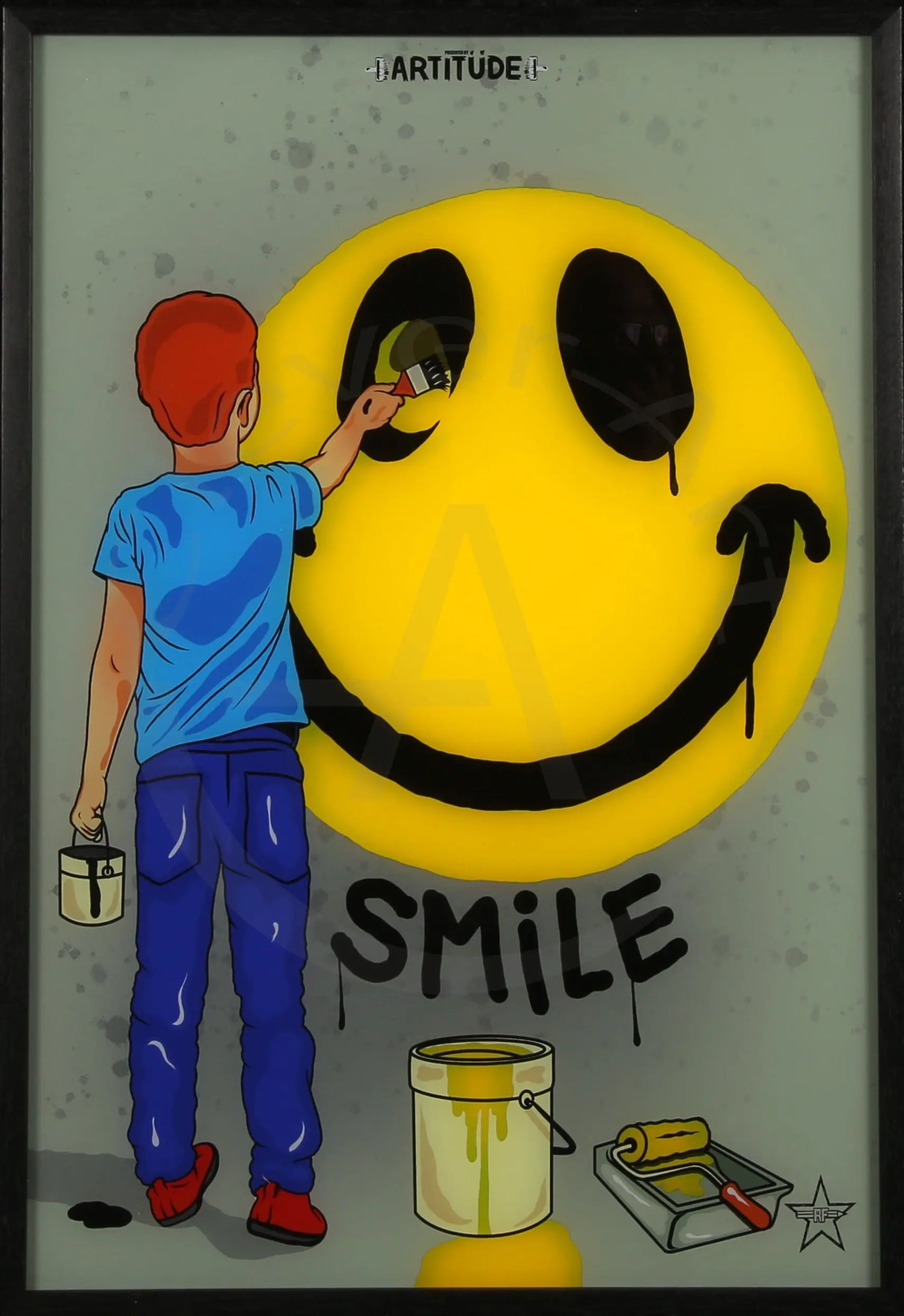 R.F.ART - Smile - Lightbox - handsigniert - 3D-Konstruktion im Holzrahmen Clever-Art