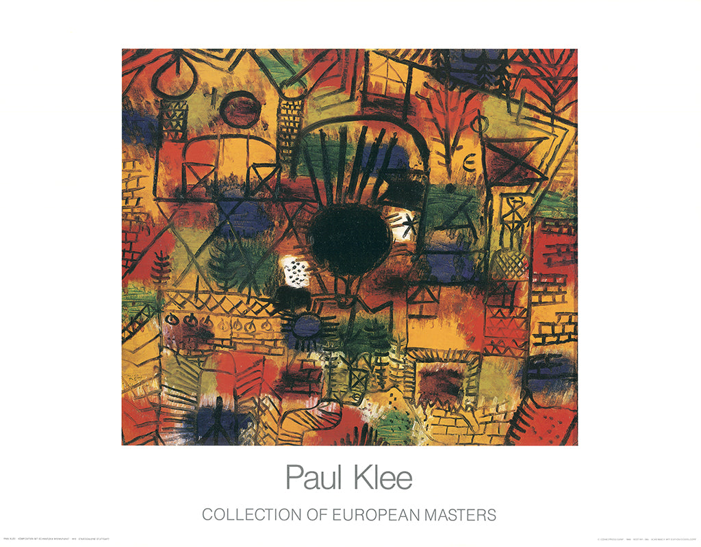 Klee, Paul - Komposition mit schwarzem Brennpunkt - Kunstdruck Clever Art