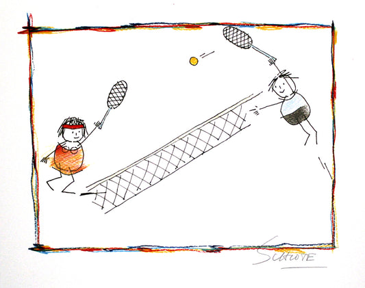 Schlote, Wilhelm - Tennis - handsigniert - Giclee Clever Art