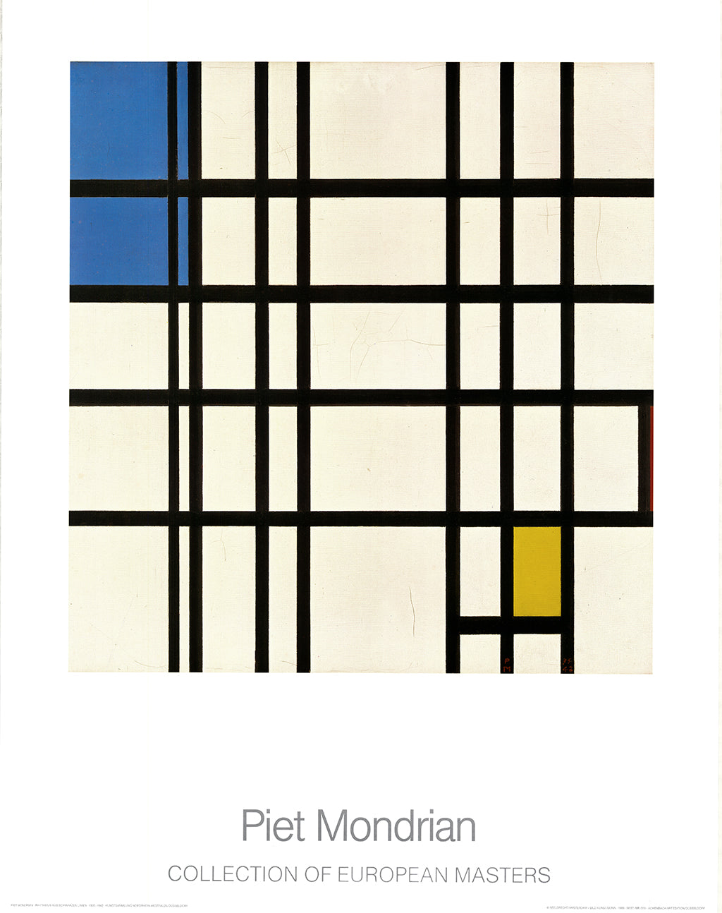 Mondrian, Piet - Rhythmus aus schwarzen Linien - Kunstdruck - mit Schriftzug Clever Art