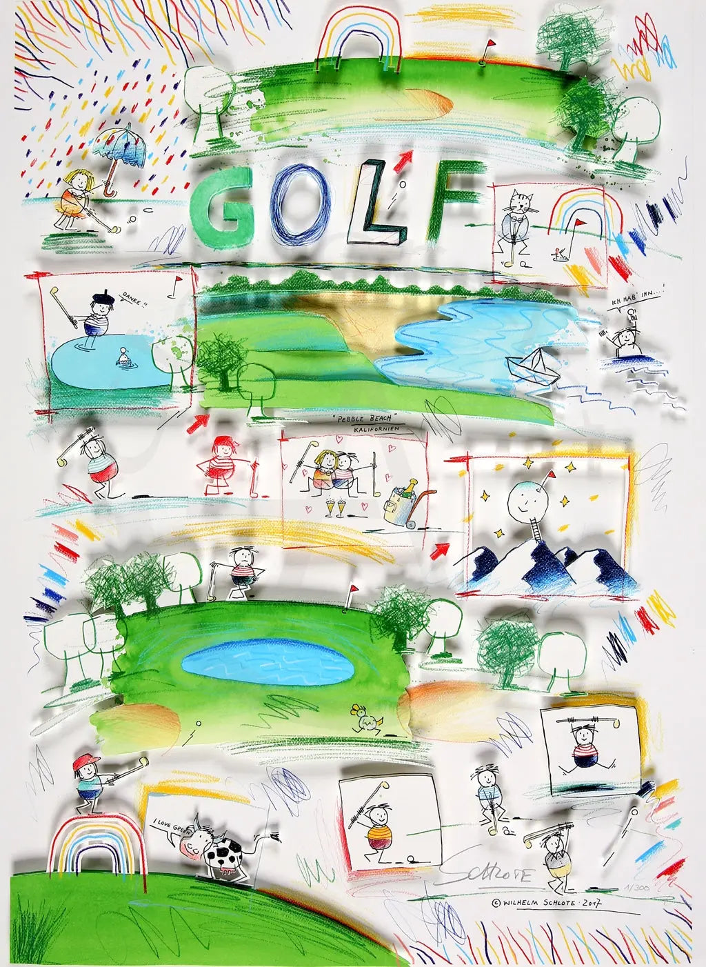 Schlote, Wilhelm - Golf - 3D -  handsigniert Clever-Art