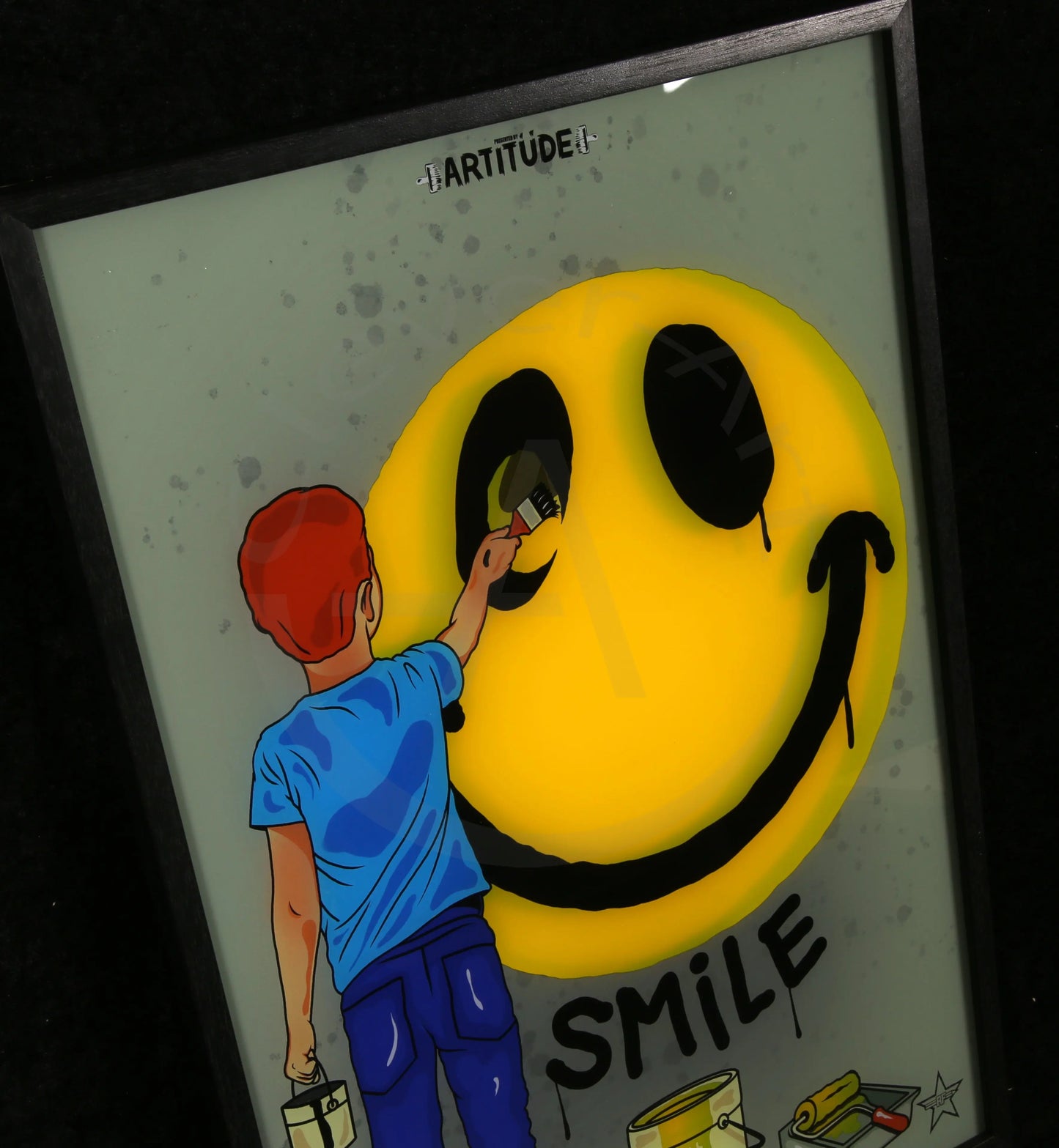 R.F.ART - Smile - Lightbox - handsigniert - 3D-Konstruktion im Holzrahmen Clever-Art