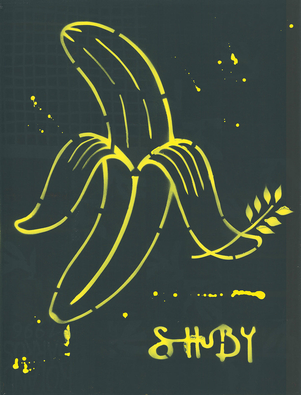 Shuby - Peace Banana (yellow) - Schablonendruck mit Sprühfarbe Clever Art