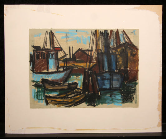 Kohlstädt, Fritz - In the port of Steagen - wax crayon on paper - hand signed