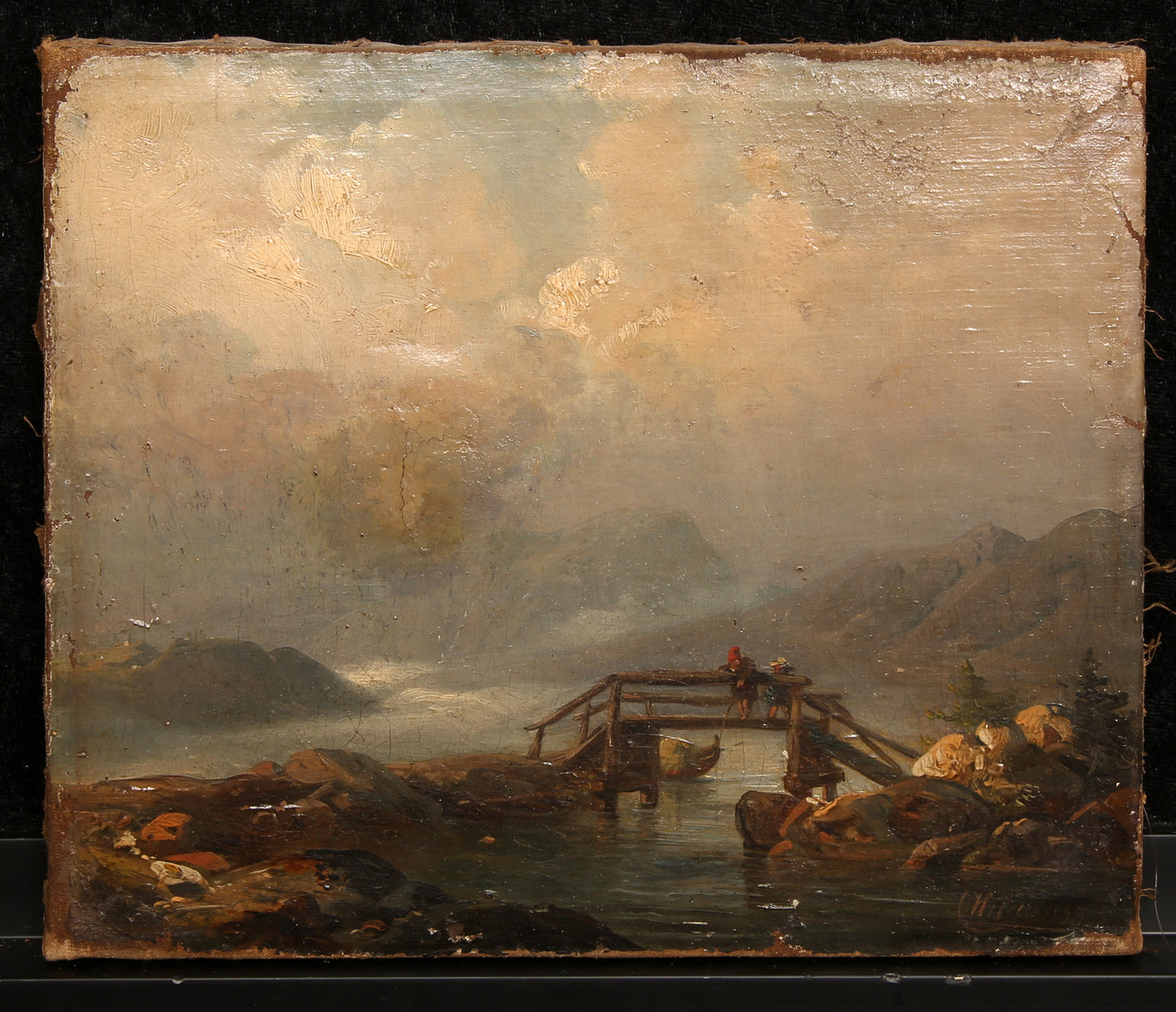 Hilgers, Carl - Brücke, 1853 - Öl auf Leinwand - handsigniert