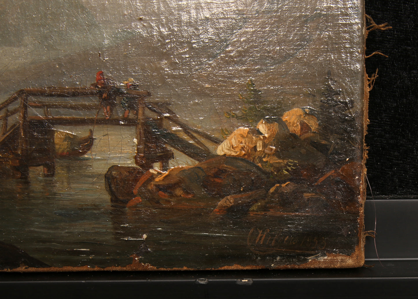 Hilgers, Carl - Brücke, 1853 - Öl auf Leinwand - handsigniert