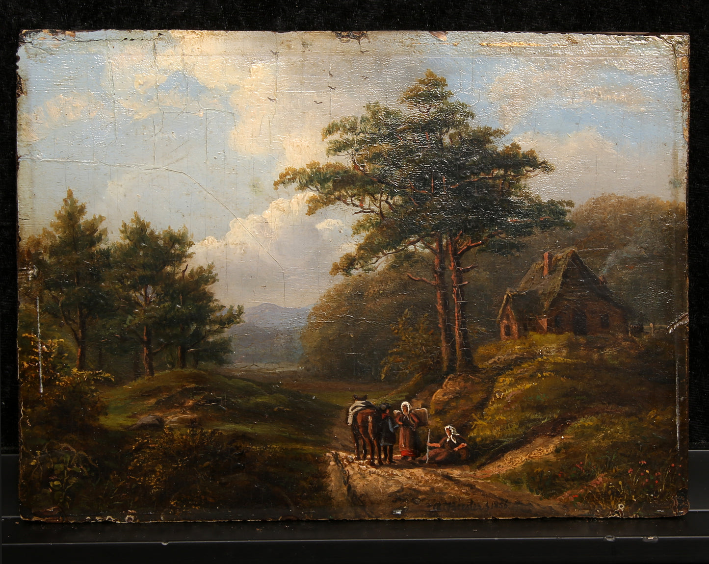 Biester, Anthony - Waldbegegnung, 1856 - Öl auf Holz - handsigniert