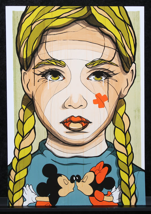 El Bocho - Girl with Mickey - 2019 - Giclee - handsigniert