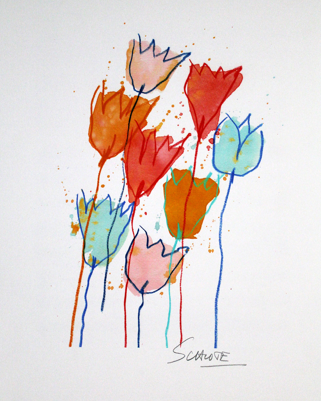 Schlote, Wilhelm - Pastelltulpen - handsigniert - Giclee Clever Art