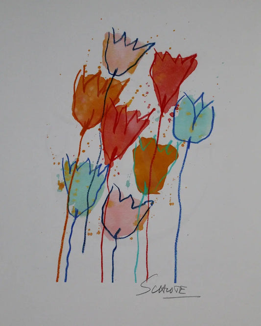 Schlote, Wilhelm - Pastelltulpen - handsigniert - Giclee Clever-Art