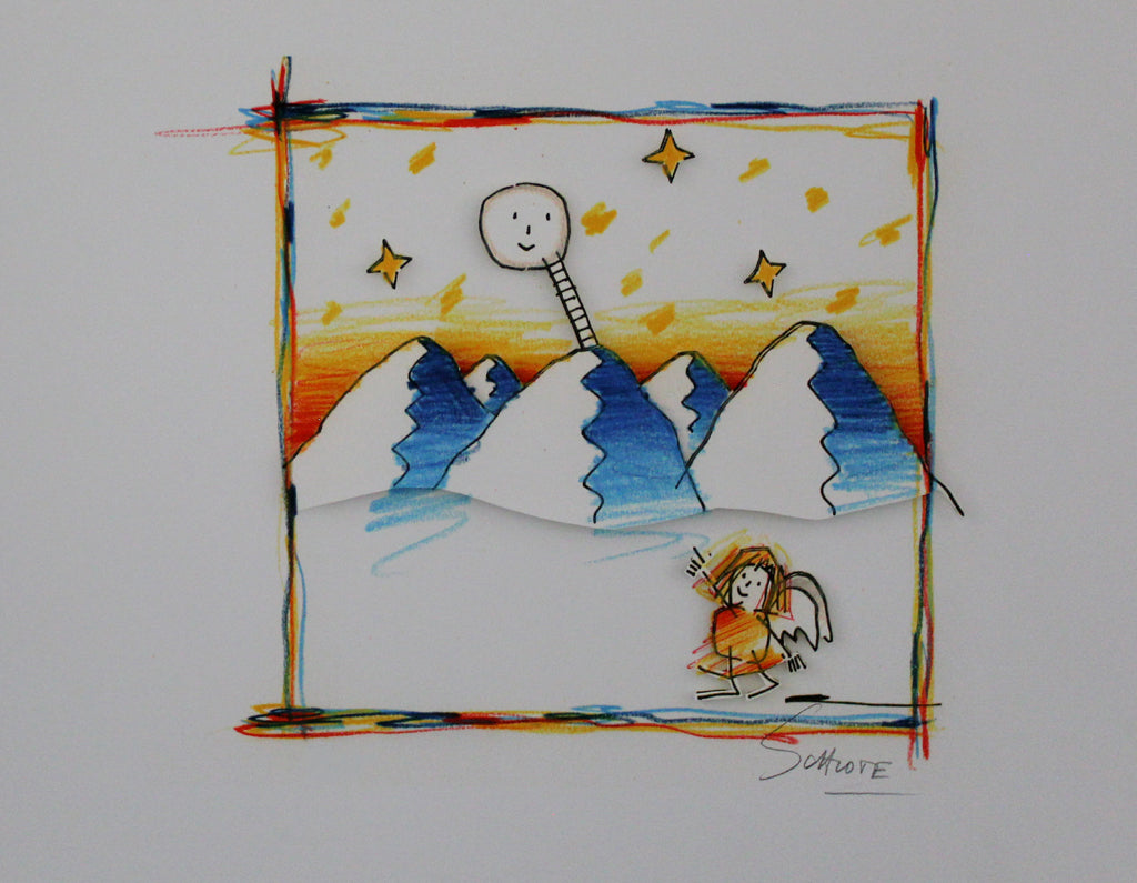 Schlote, Wilhelm - Die Leiter zum Mond - handsigniert - Giclee Clever Art