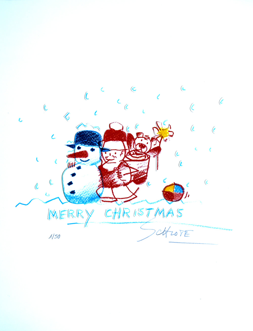 Schlote, Wilhelm - Merry Christmas Weihnachten im Schnee - Giclee - handsigniert Clever Art